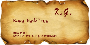 Kapy György névjegykártya